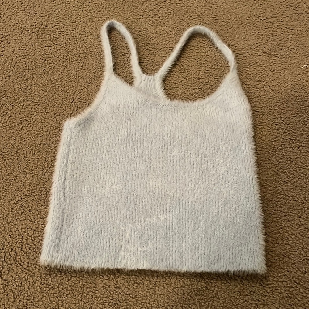 L.A hearts baby blue fuzzy cropped tank size xs